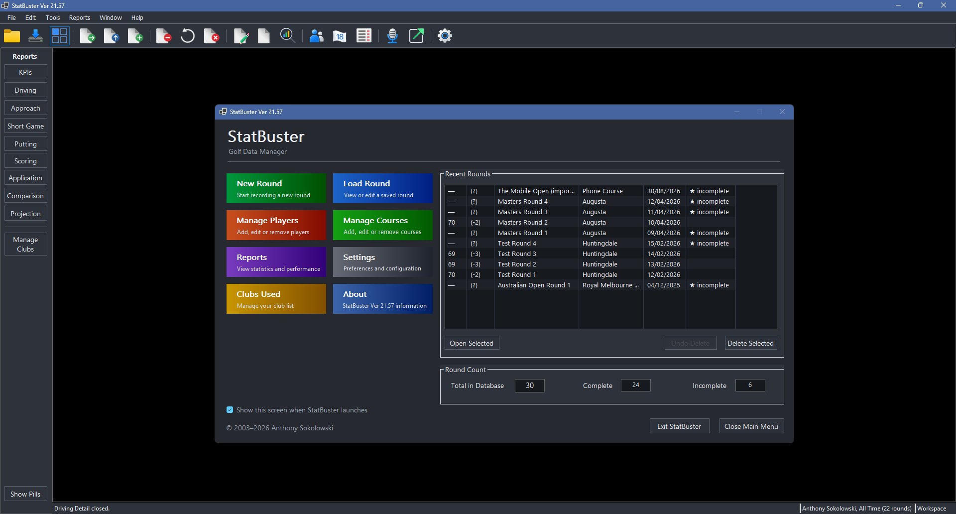 StatBuster main menu